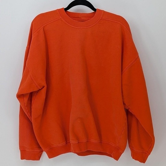 Vintage 90s GAP XL Orange Crew Neck Pullover Cotton Blend Sweatshirt Flawed - Picture 2 of 11